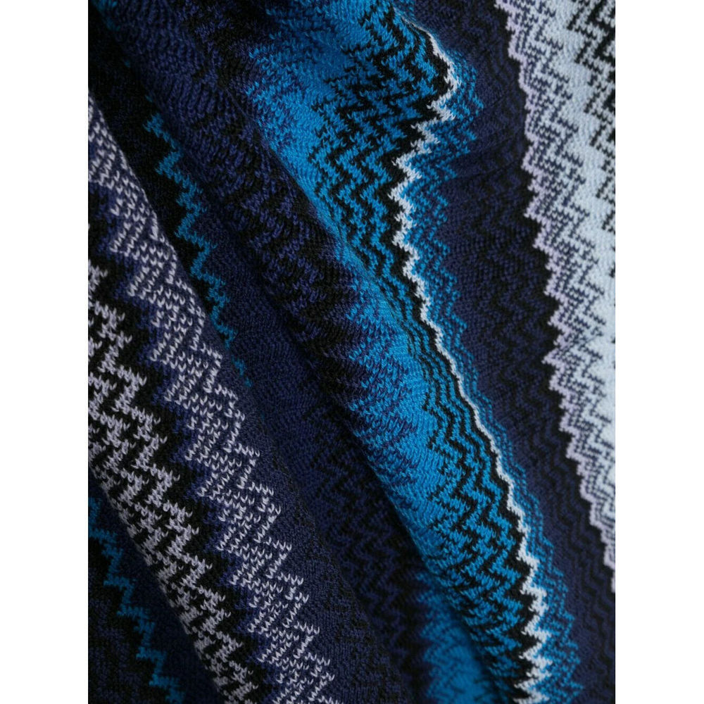 MISSONI Blue Men's Scarf With Logo One Size OS New With Tags - Picture 3 of 6